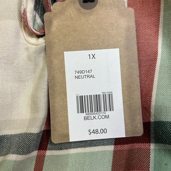 True Craft Boho sleeveless Plaid and Floral tiered Dress. Womens 1X. - Picture 4 of 5